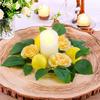 Fabric And Plastic Flower Candle Circle Wreath For Special Occasion Table Decor
