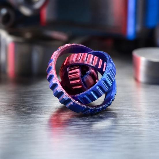 3D Printed Spinning Gear Fidget Toy, Stress Relief Rotating Gear Ring Sensory Toy, Spinning Gear Decompression Desk Toy for Kids Adults