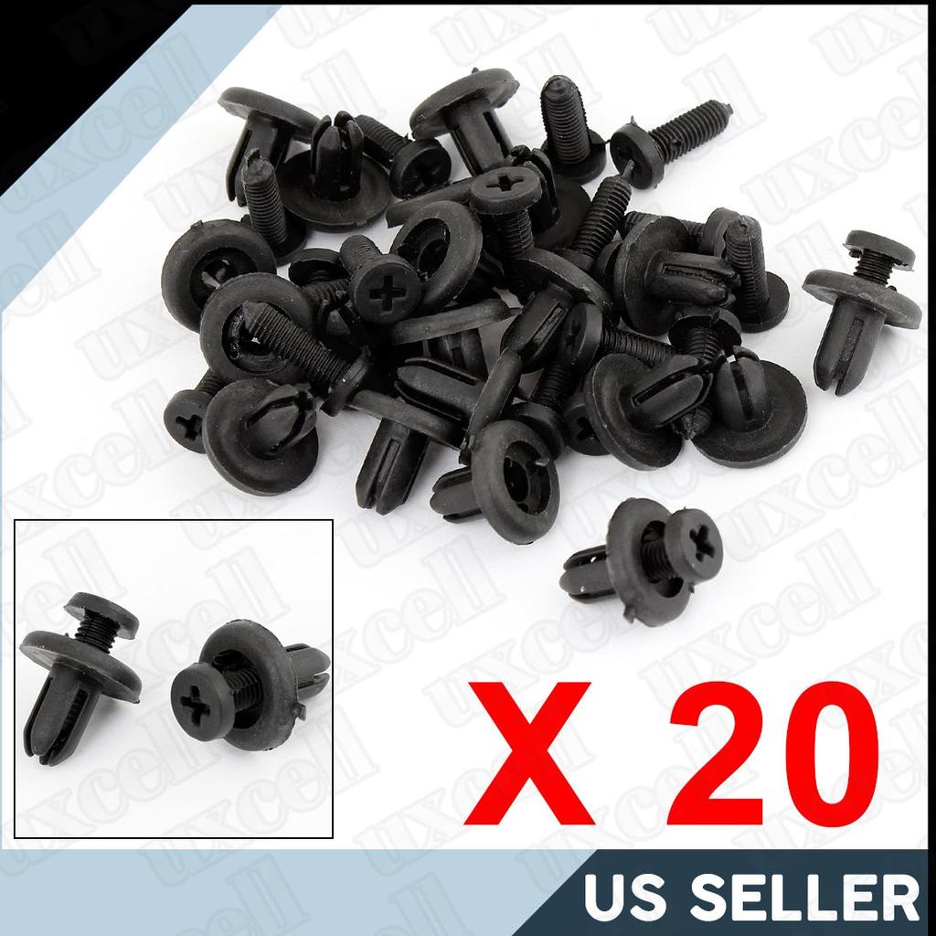 uxcell Пластиковый зажим для заклепок, зажим для винтов с автомобильным отверстием 7 мм, черный, 20 шт.