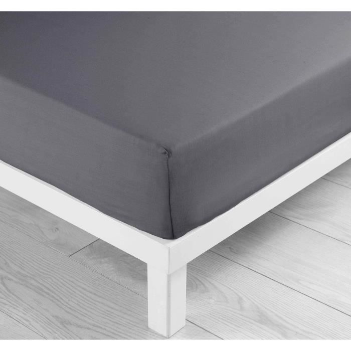 Drap Housse - Oscard - 90x190cm - Microfibre - Bonnet 30cm - Anthracite