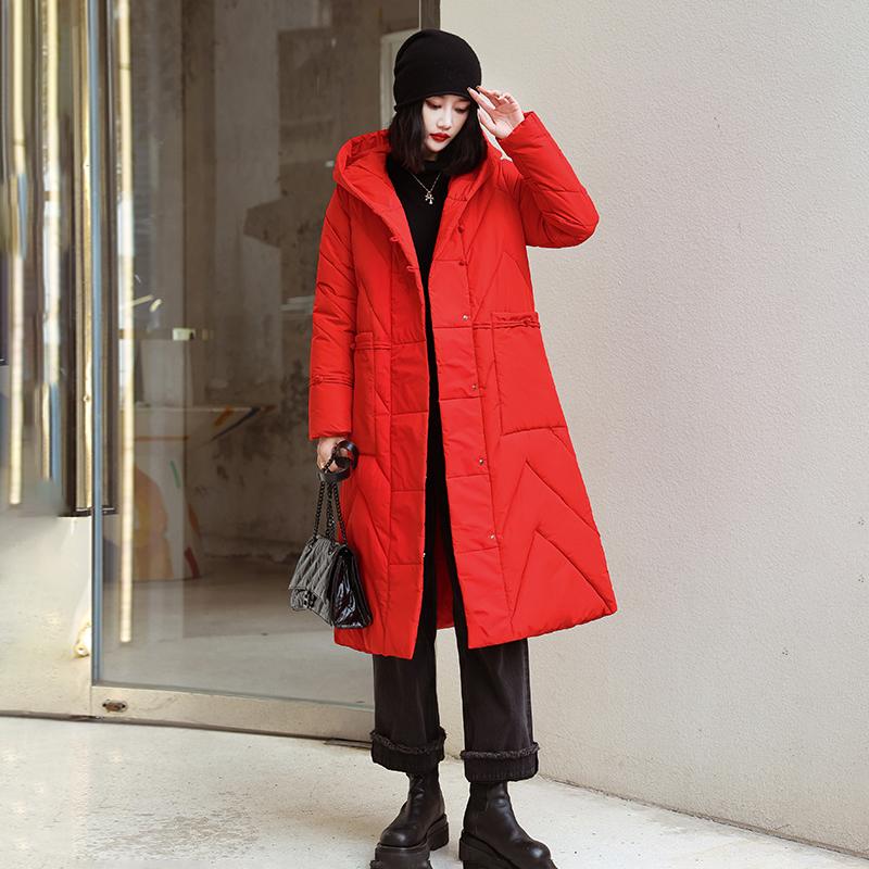 Женское осенне-зимнее пальто с капюшоном и длинными рукавами, однобортное свободное теплое длинное пальто с узлом