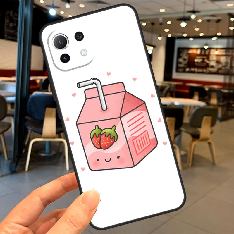 Милый чехол-коробочка клубничного молока для Xiaomi 14T 11T 12T 13T Pro 13 14 15 Ultra POCO X7 Pro X3 X5 X6 F5 F6 M6 Pro Чехол