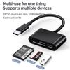 3 IN 1 Type C / Micro USB To SD Card Reader OTG USB Cable Micro SD/TF Card Reader U Disk Reader Adapter Data Transfer