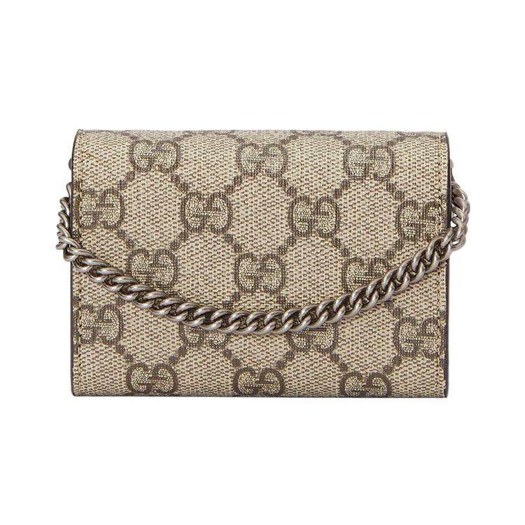 Gucci Сумка через плечо Dionysus GG Canvas Mini Бежевый Эбеновый Серебряная фурнитура Ремень-лента для женщин Ежедневная поездка Вечеринка Подарок 696804-UI1MX-8852
