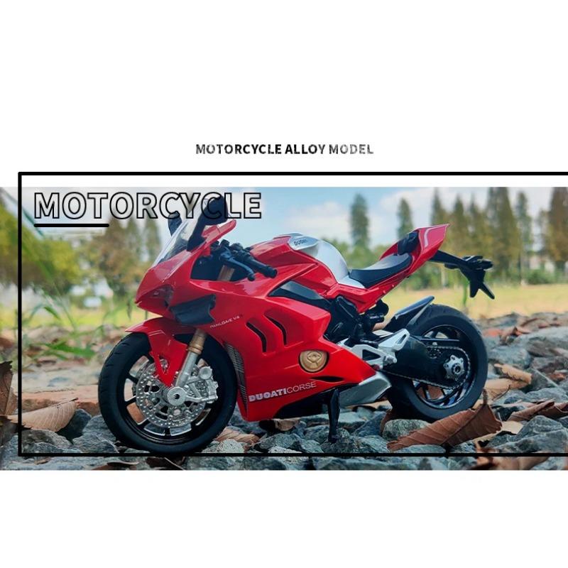 1/12 Ducati V4S Panigale Diecast Motorcycle Model Toy Replica with Sound & Light Birthday Gift Christmas Gift Collection Bike