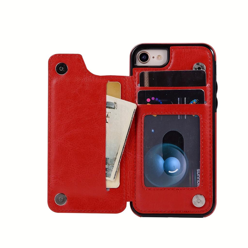 Чехол для телефона-кошелька с держателем для карт, чехол с подставкой для карт из искусственной кожи, двойной магнитной застежкой и прочным противоударным чехлом, для IPhone