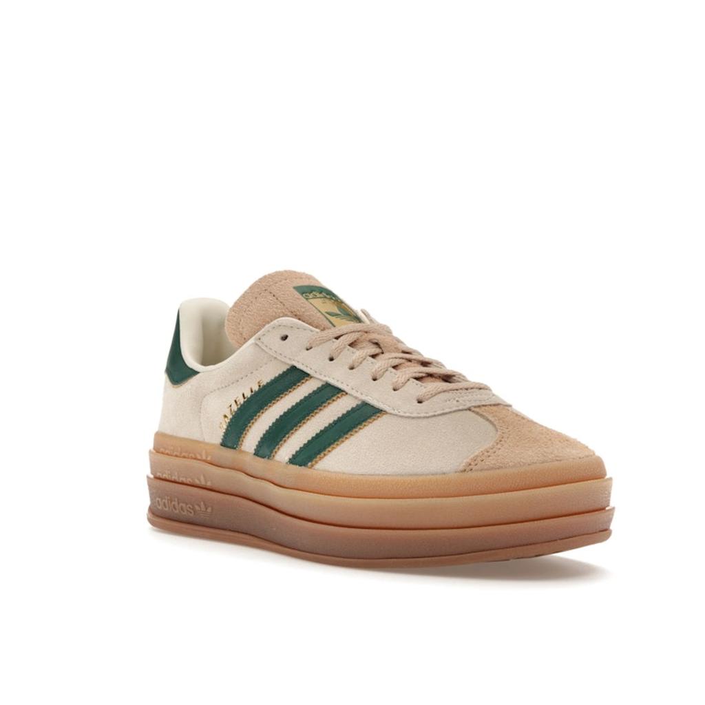 Adidas Gazelle Bold Cream Collegiate Green Женские кроссовки Кремово-белые Magic-Beige ID7056