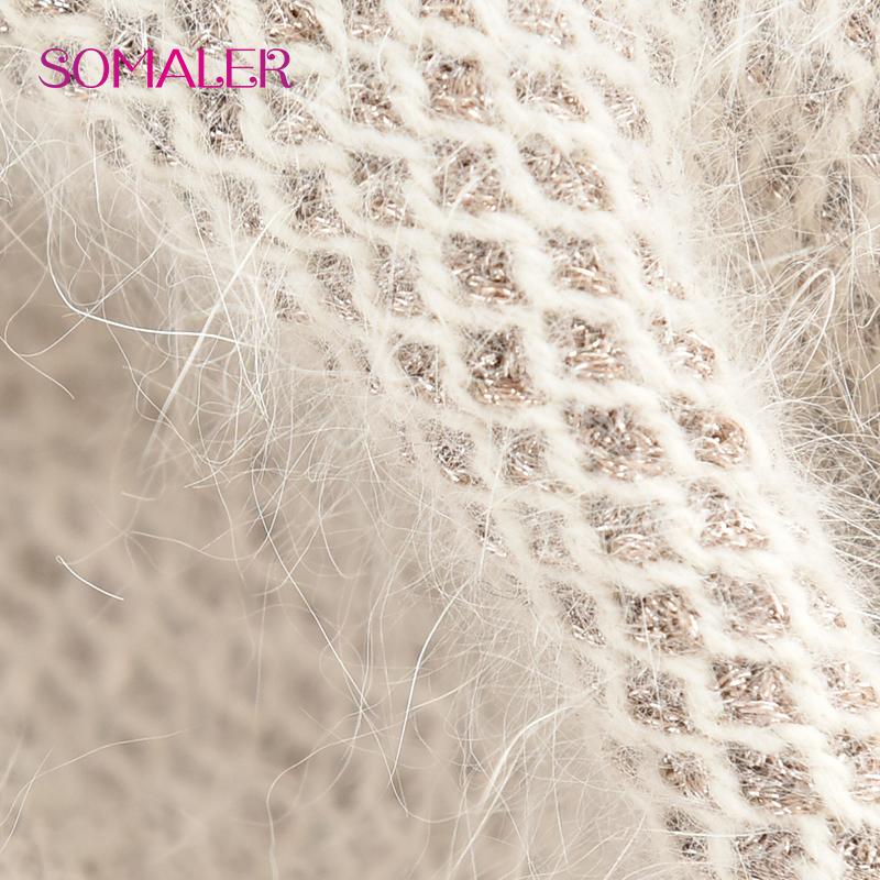 SOMALER Зимняя вязаная шапка-бини из ангоры с длинными волосами, мягкая, теплая, высококачественная, вязка косами, простая шапка-бини для женщин