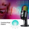 RGB Condenser Microphone Cardioid USB Mic with Colorful Lighting Effect OneButton Mute Realtime