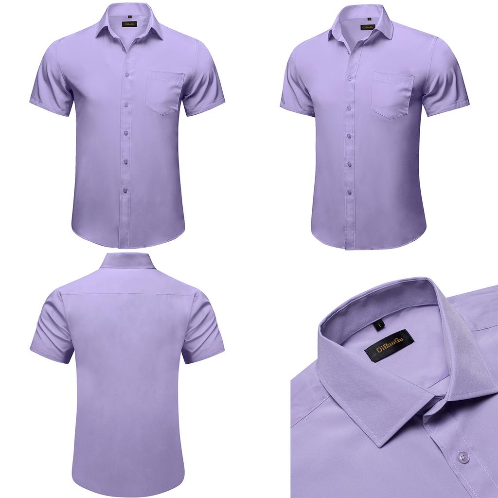 Men's Dress Shirt Short Sleeve Business Formal Shirt Regular Fit Button Up Shirts
