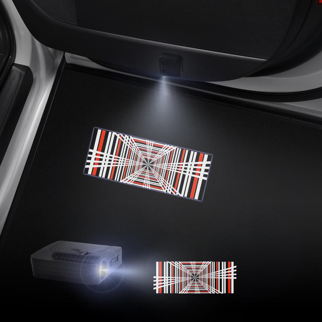 1/2PCS Plaid Performance Car Door Welcome Lights Laser Projector Logo Wireless Sensing For Tesla Model 3 Y X S Car Styling