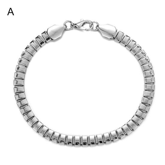 Мужской браслет, однотонный, простой, из нержавеющей стали, мягкий зажим для лобстера, гладкая поверхность, крутая змеиная чешуя