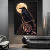 Crow Dream Catcher Full Moon Death God Canvas Painting Poster Mystic Raven Picture Print Living Room Bedroom Home Wall Art Decor