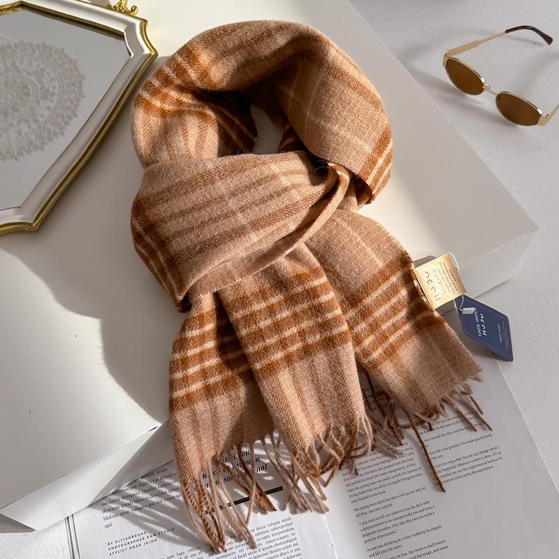 100% Wool Australian Pure Wool Plaid Scarf Winter Versatile Warm Couple Scarf