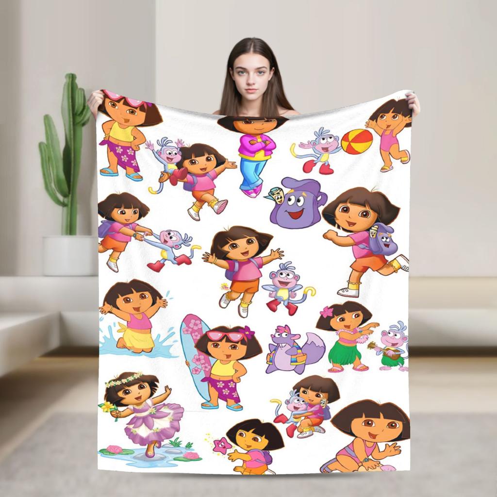 Warm BlanketChild Decorative Cartoon D-Dora The E-Explorer Adventure Throw Blanket For Outdoor Comfortable Sofa Bed Cover