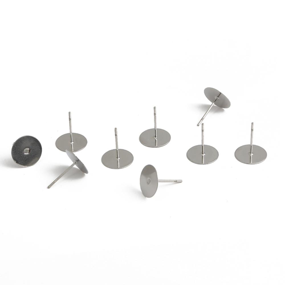 100-200pcs Stainless Steel Blank Post Flat Earring Stud Base Pins Earrings Earplug For DIY Earrings Jewelry Making Accessories