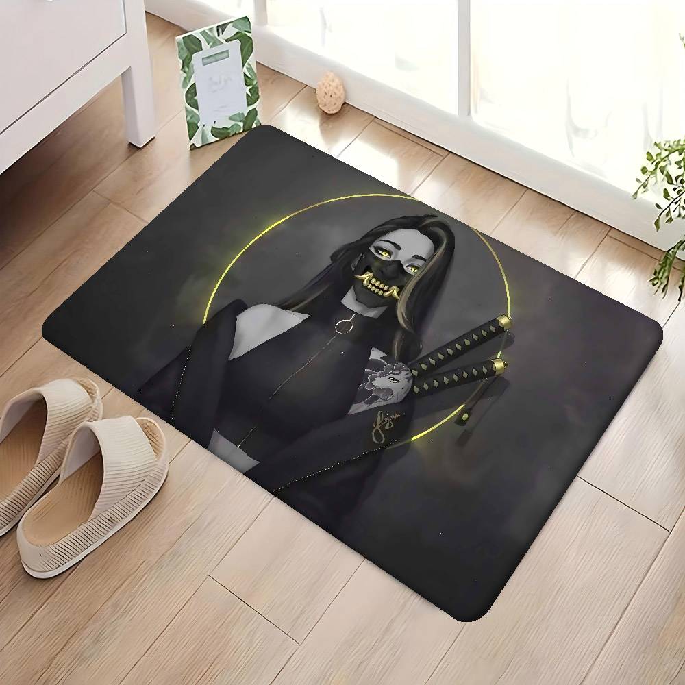 C-Киберпанк S-СамурайS Коврик для входной двери Моющийся Нескользящий Коврик для зоны гостиной, дивана, кресел Кухонный приветственный коврик