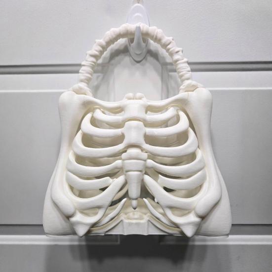 Сумка-скелет Готическая сумка в виде реберной клетки Жуткий 3D-принт Кошелек-скелет Анатомический Темный Эстетический Аксессуар для Хэллоуинской вечеринки