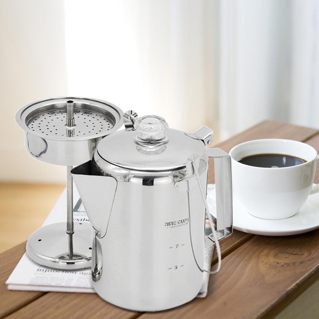 1,2 л уличная кофеварка из нержавеющей стали на 9 чашек, кофейник, кофеварка для кемпинга, дома, кухни
