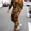 Christmas Tree 3d Pattern Mens 2 Piece Long Sleeve T-shirt And Casual Loose Sweatpants Set For Autumn Men's Clothing
