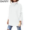 Women's Fashion Casual Fall Winter Solid Color Print Long Sleeve High Neck Sweaters