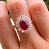 Luxury New Imitation Natural Garnet Ring, Fashionable Gold-plated Ruby Jewelry for Women
