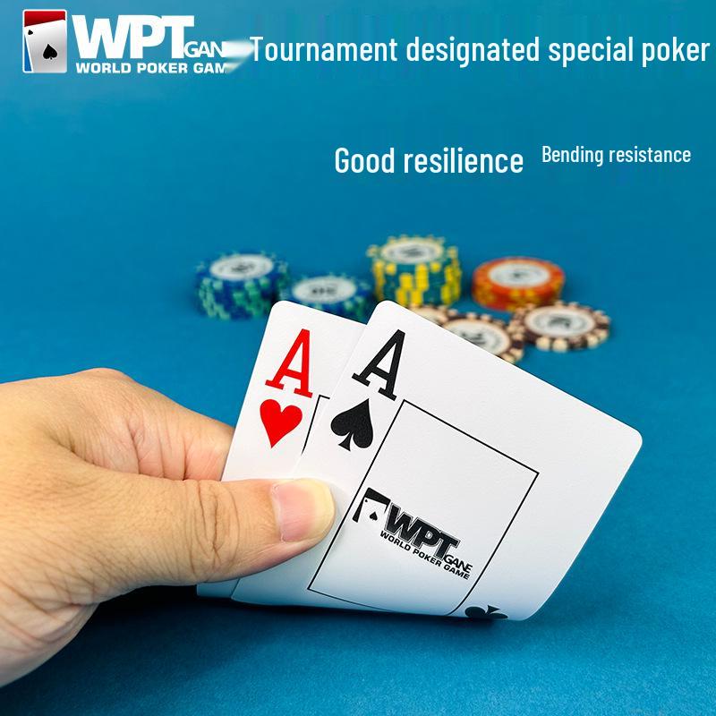 Карты для покера WPT Texas Hold'em: Крупный шрифт, Водонепроницаемый матовый ПВХ с возможностью персонализации, Широкий, Устойчивый к складыванию и износу.