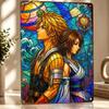 Final Fantasy X Stained Glass Art Poster Retro D Printed Metal Signs Customized Wall Hanging Gift for Decoration Room Wand Deko