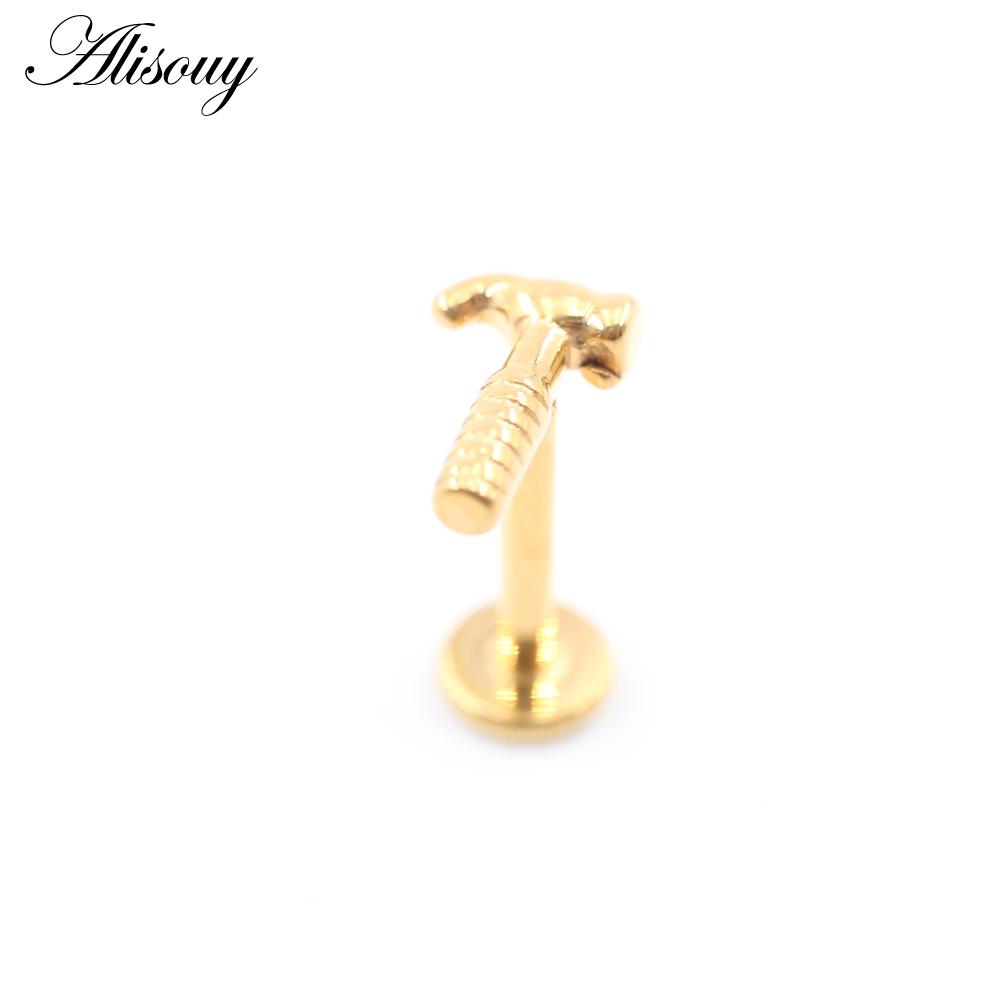 1 шт. титановая морская звезда, змея, ножницы, молоток, луна, циркон, лабрет, кольцо-гвоздик для губ, серьги для хряща уха, украшения для пирсинга тела