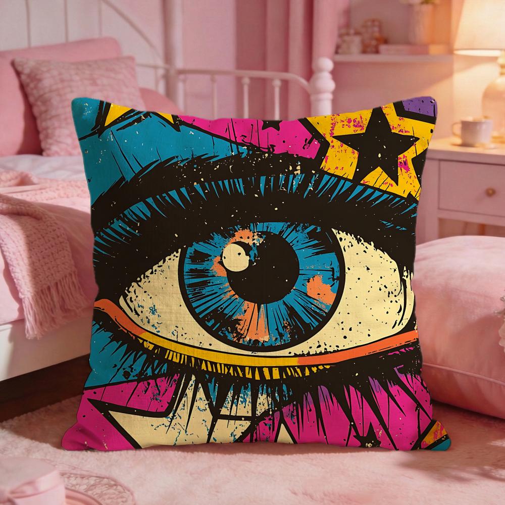 ArtCreative Art EyesS Cushion Cover Premium Comfort Reversible Pillow Cove Two in One Design for Any Room Car Interior
