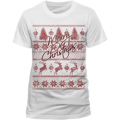 Unisex T-shirt Christmas Generic Fair Isle White