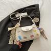 Minimalist Pu Crossbody Bag With Lace Bow And Doll Pendant For Urban Fashion
