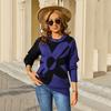 New Large-sized Women's Long-sleeved Floral Patchwork Fashionable and Versatile Knitted Pullover Sweater for Autumn and Winter