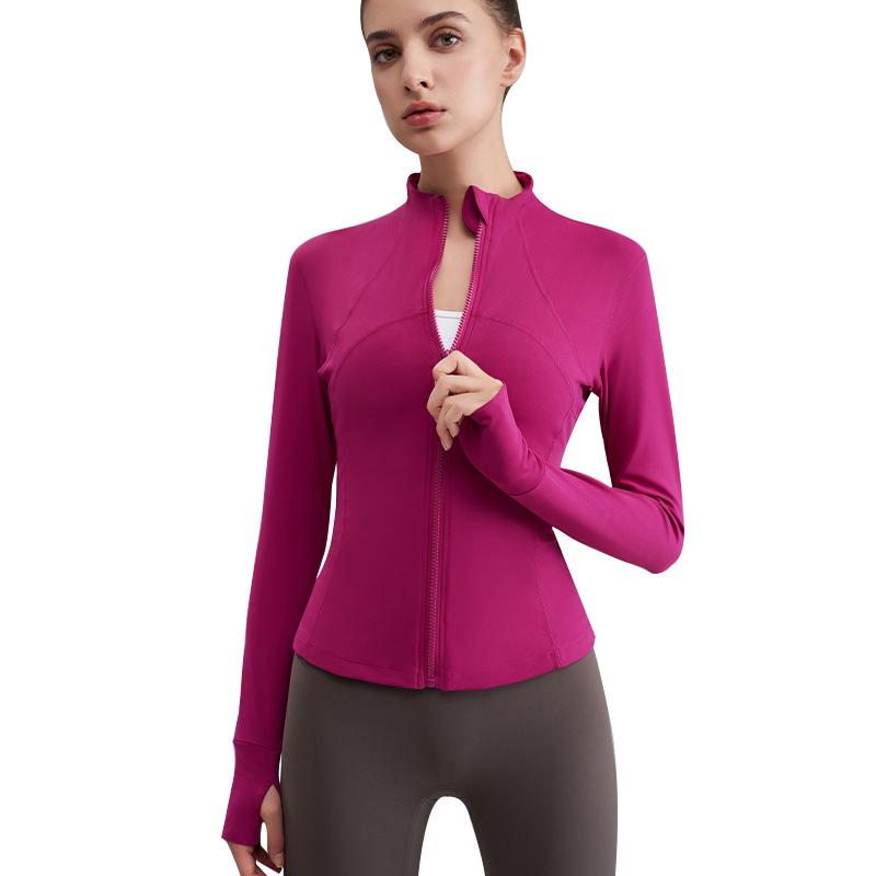 Женская облегающая куртка для йоги с длинным рукавом Nude Feel: Воротник-стойка, Высококачественная осенне-зимняя одежда для фитнеса