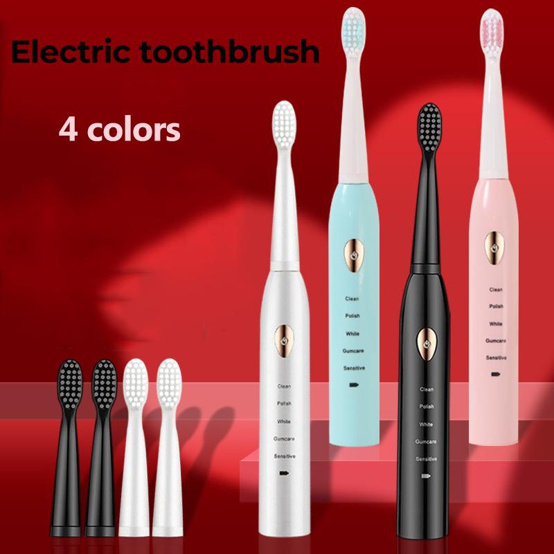 Clean Adult Black White Classic Acoustic Electric Toothbrush Adult 5-gear Mode USB Charging IPX7 Waterproof Acoustic Electric