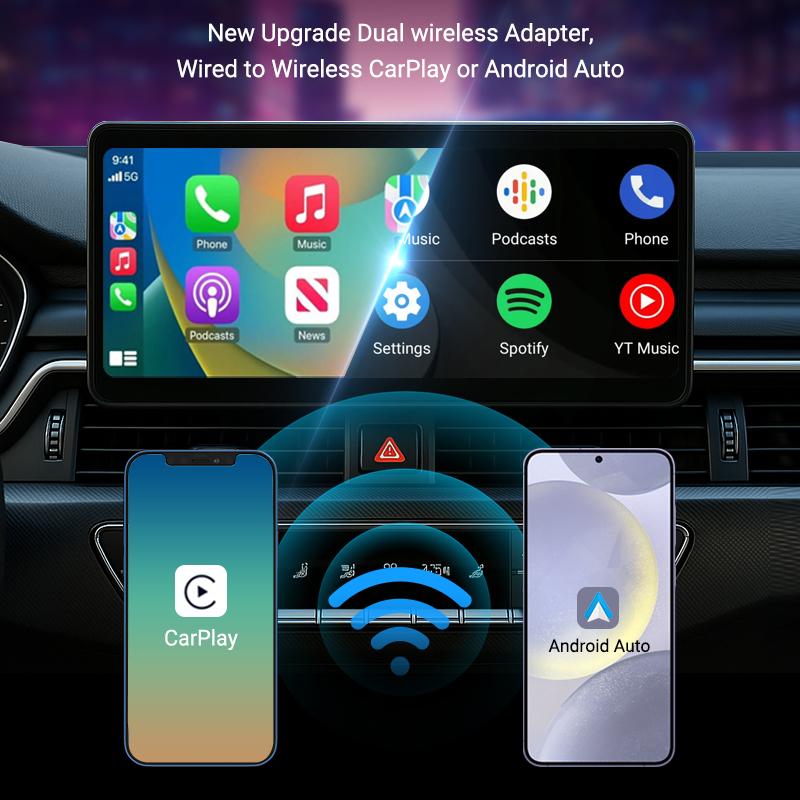 2025 Новое обновление 2-в-1 Мини Беспроводной адаптер CarPlay Преобразует проводной в беспроводной 5 ГГц Wi-Fi и потоковая передача с низкой задержкой Коробка Plug & Play