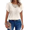 Летняя женская футболка с кружевным лоскутным топом с короткими рукавами