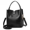 Women Crocodile Pattern Bucket Handbag Shoulder Messenger Bags Ladies PU Purse MIT