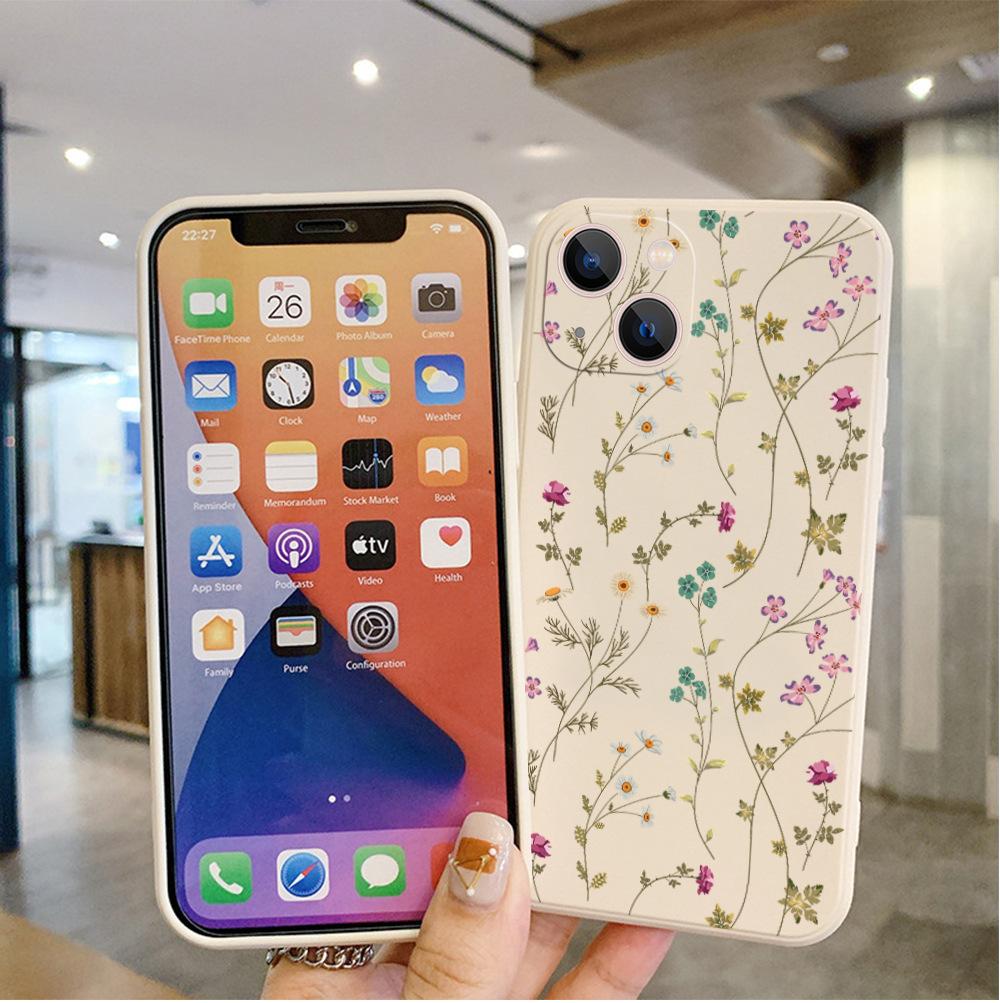 Взрыв внешней торговли чехол для мобильного телефона iphone17 Apple 14promax цветочная лоза 16 силиконовый 13 противоударный всесторонний мягкий чехол 15