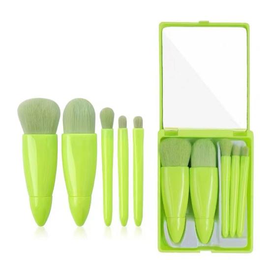 Yousheng 5 шт./набор кистей для макияжа с зеркалом в коробке, портативная профессиональная основа, рассыпчатая пудра, румяна, тени для век, консилер для губ и бровей