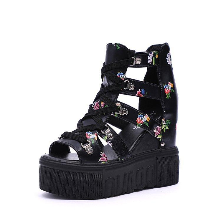 High-Heeled Sandals Women'S Summer New Style Platform Hollowed Out Fish Mouth Sandals