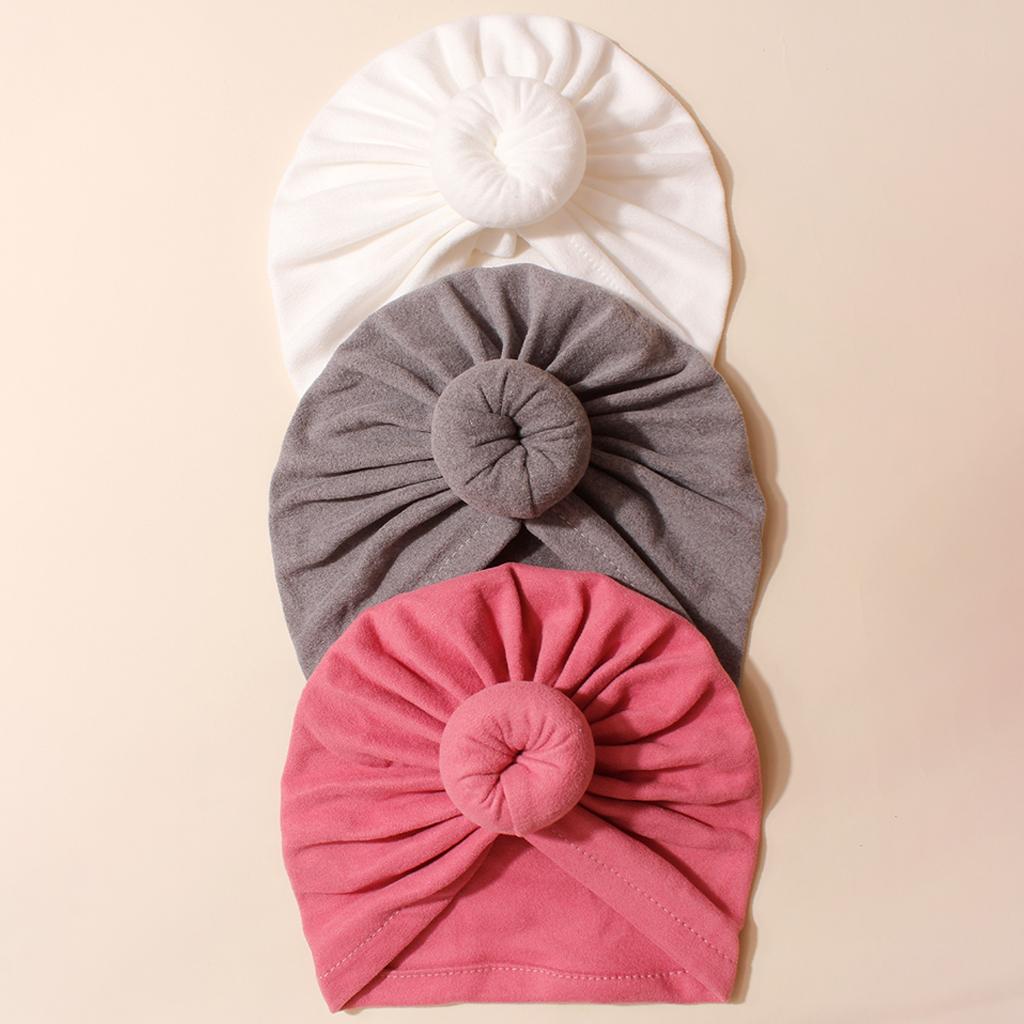 3 PCS New European and American Baby Products Children's Turban Hat Baby Solid Color Knotted Indian Pullover Hat
