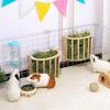 Practical Wooden Bunny Hay Feeder Hanging Fixed Grass Dispenser Rabbit Hay Holder Detachable Built-in Guinea Pig Feeder Hamster