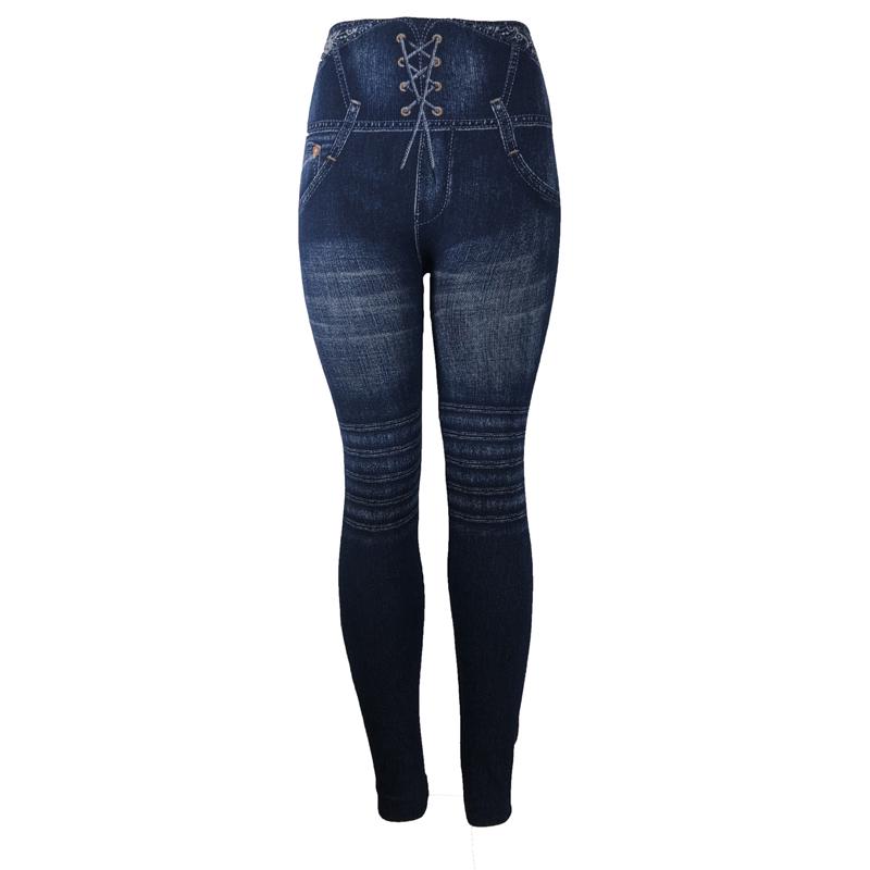 Модные джинсовые брюки с принтом, женские тонкие бесшовные джинсовые леггинсы с высокой талией