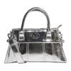 New Originals Polyurethane Hourglass Bag, Fishbone Bag, Handbag, Shoulder Bag, Crossbody Bag Regular Women's Silver JP0405