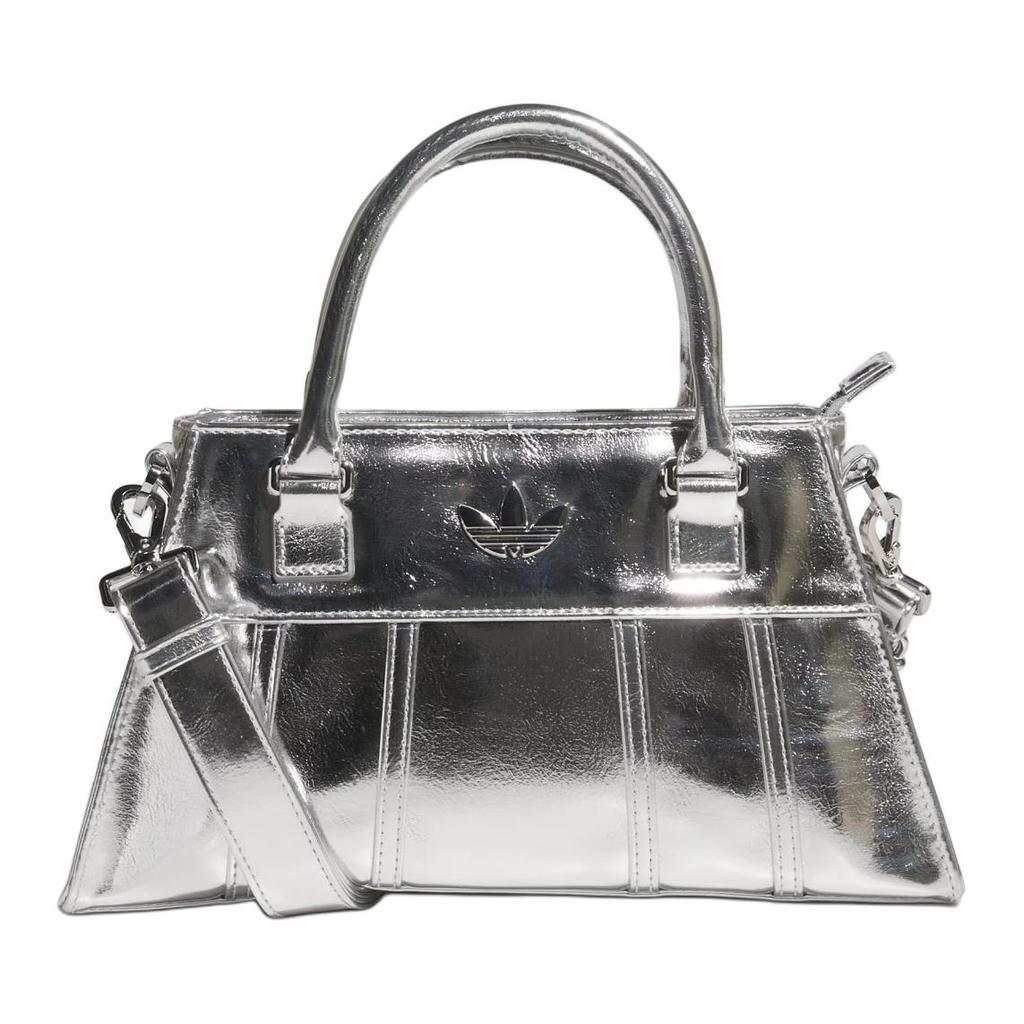 New Adidas Originals Polyurethane Hourglass Bag, Fishbone Bag, Handbag, Shoulder Bag, Crossbody Bag Regular Women's Silver JP0405