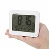MAG (Mag) Alarm Clock, Compact, Digital, Radio-Controlled Clock with Thermometer, Calendar, Electronic Sound, Alarm, Snooze, and Light, White, Farman