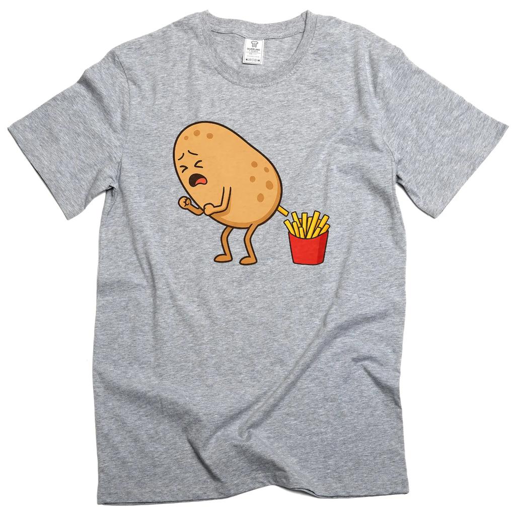 Unisexs Funny Fried Potato Tshirt How To Make Potato Fries Foodie Humorous Tee Round Neck Short Sleeve Tshirt Fashionably Simple