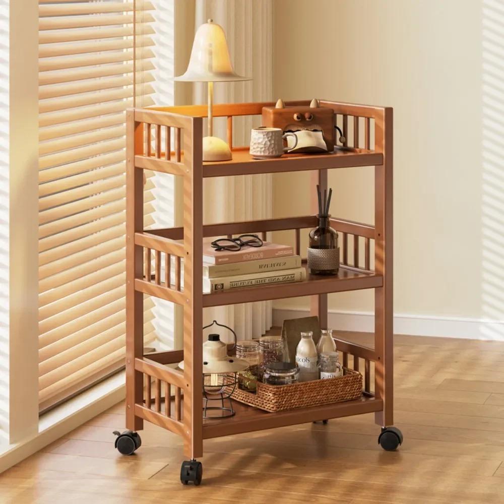 Floor Standing Storage Rack Movable Storage Rack Portable Handcart Snack Organizer Cabinet Hot Pot Shelf Kitchen Vegetable Racks