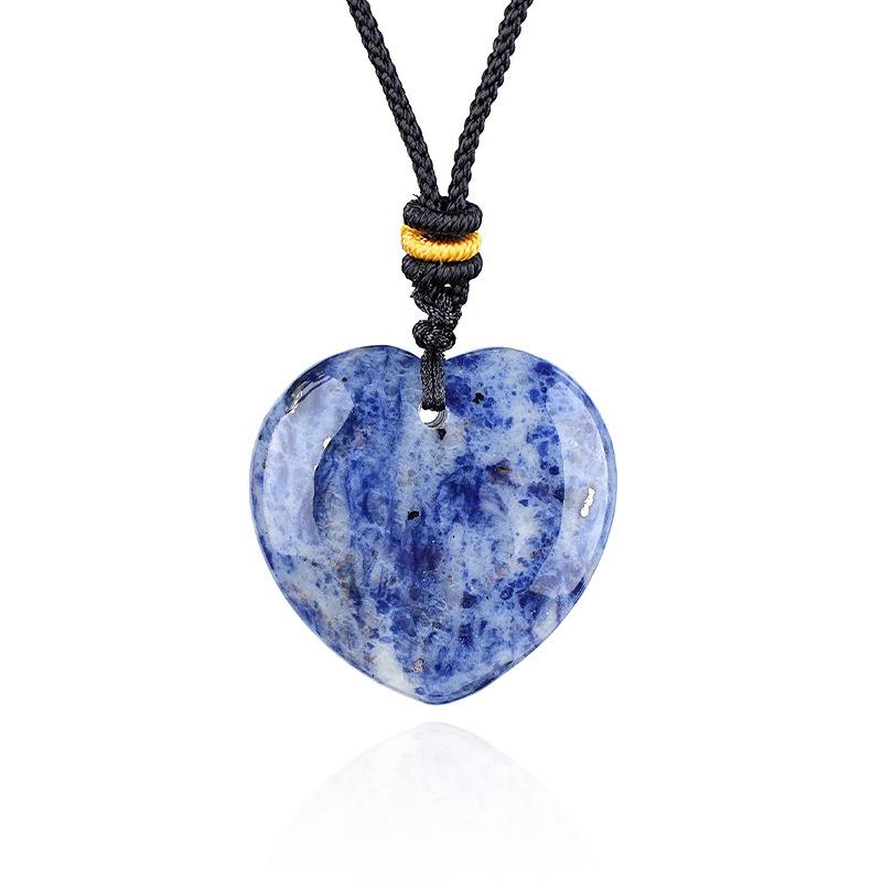1pc 30mm Natural Stone Pendant Necklace Heart Amethyst Rose Quartz Pendant Necklace for Women Men Jewelry Party Gift